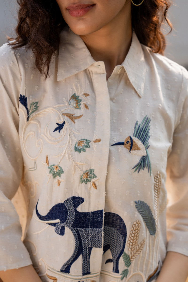 Ivory Safari Embroidered Co-ord Set