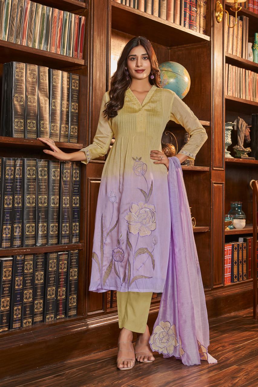 Lavender Bloom Ombre Kurta Set