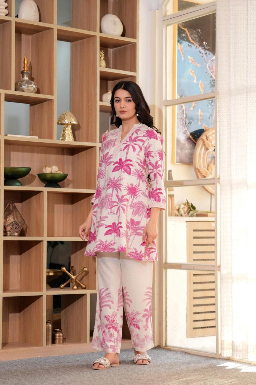 Coastal Palm Embroidered Co-ord Set