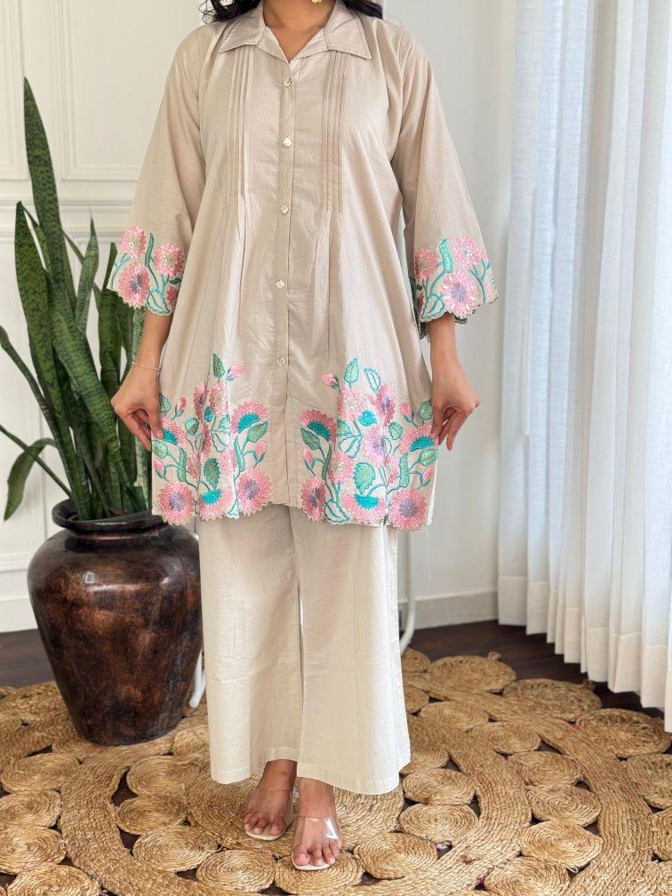 Ivory Bloom Embroidered Co-ord Set