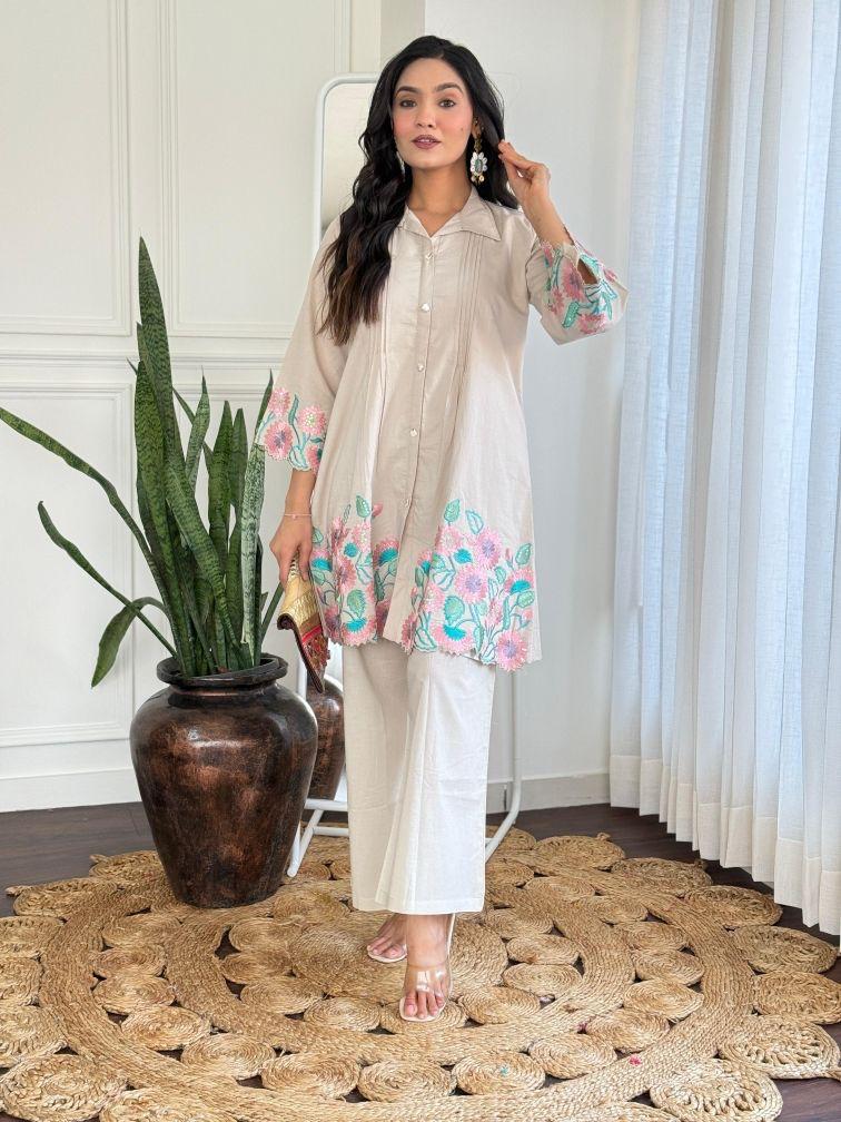 Ivory Bloom Embroidered Co-ord Set