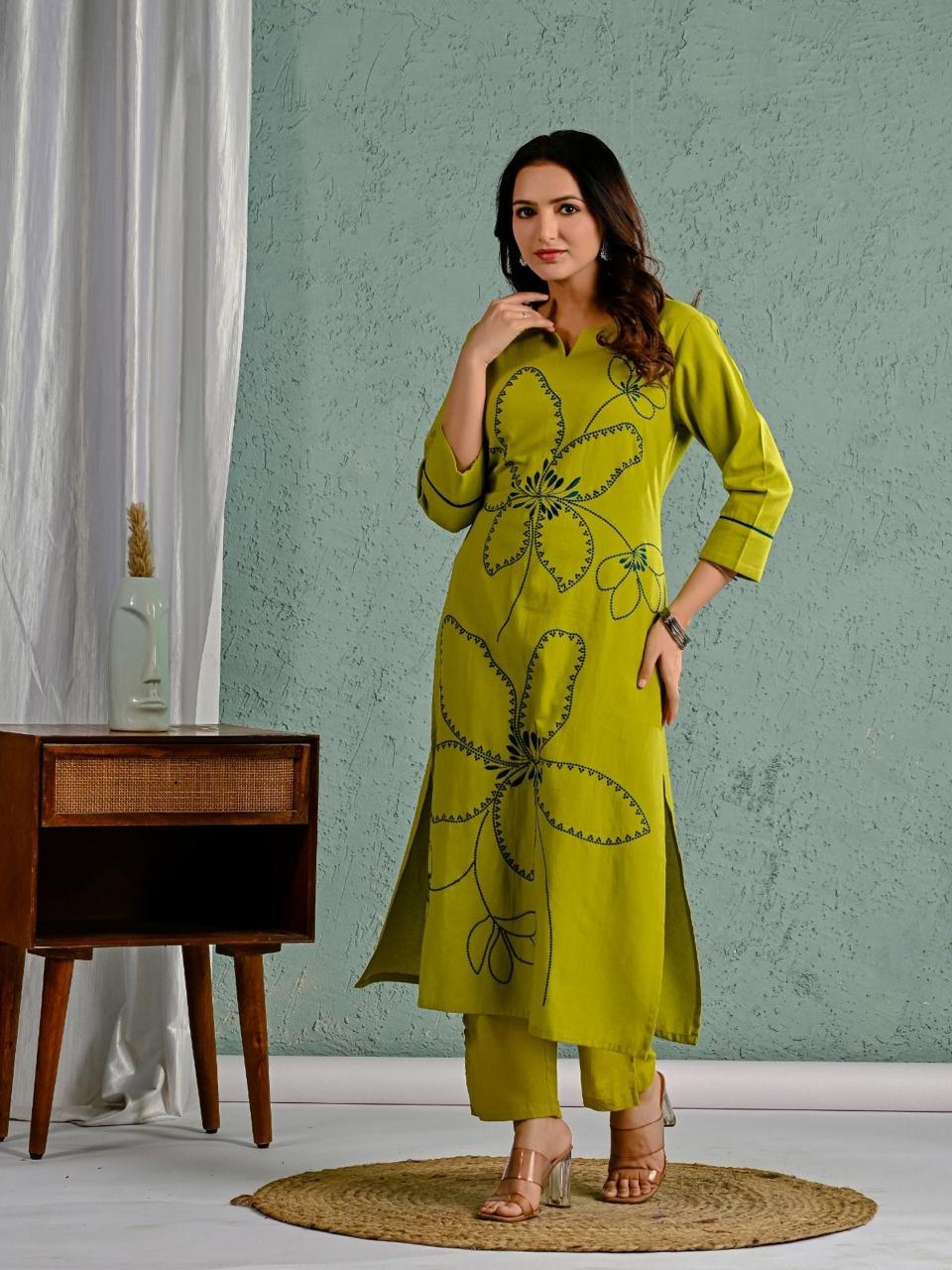 Verdant Bloom Embroidered Co-ord Set