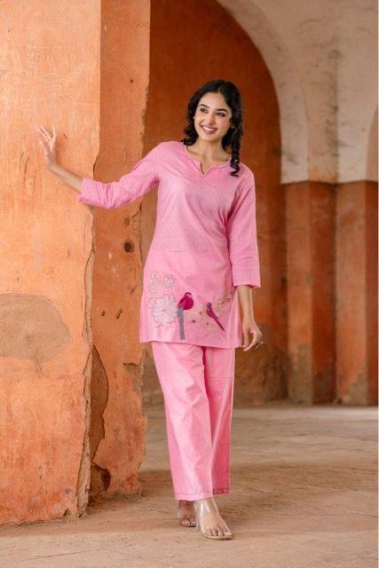 Pink Melody Embroidered Co-ord Set