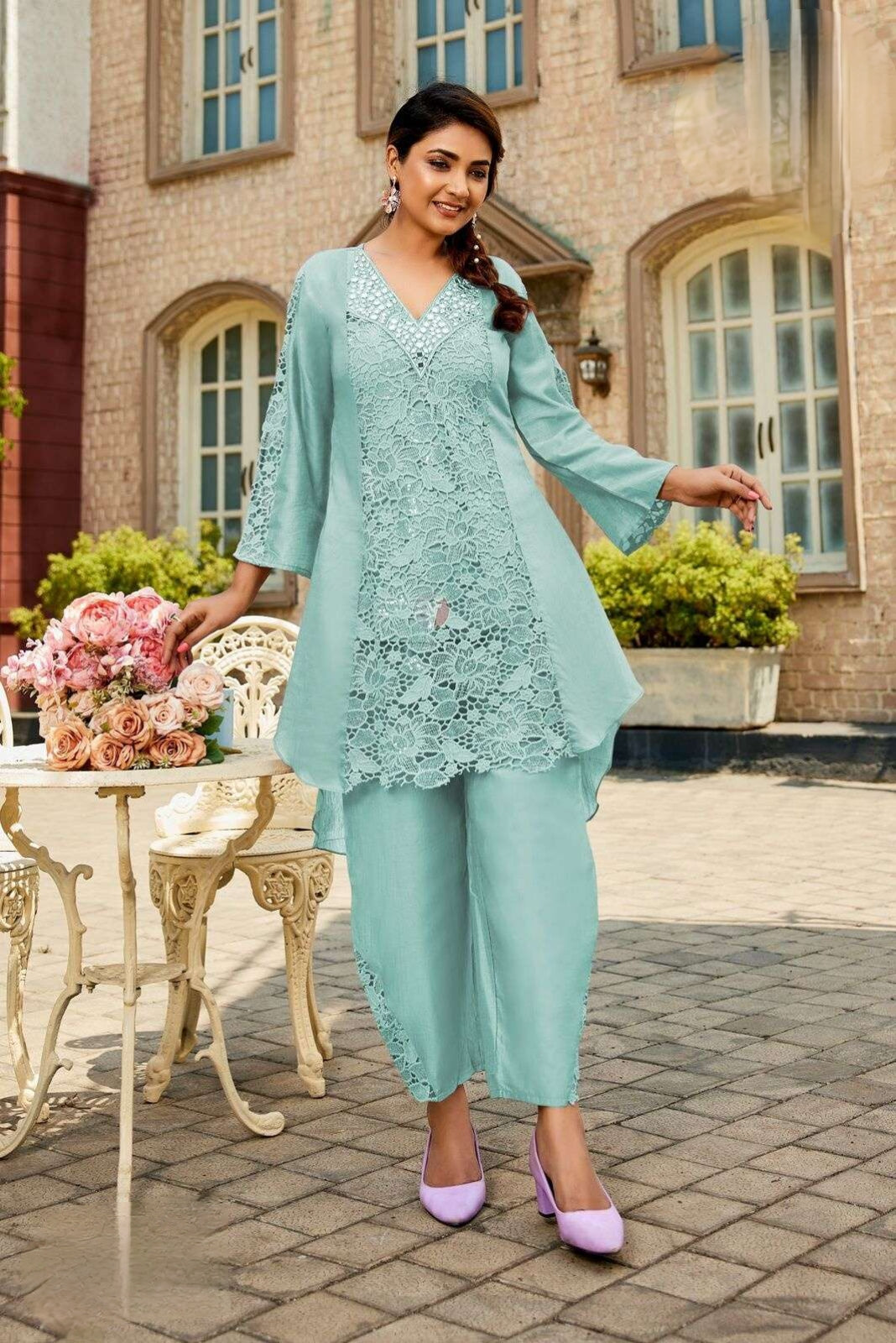 Misty Aqua Lace Co-ord Set