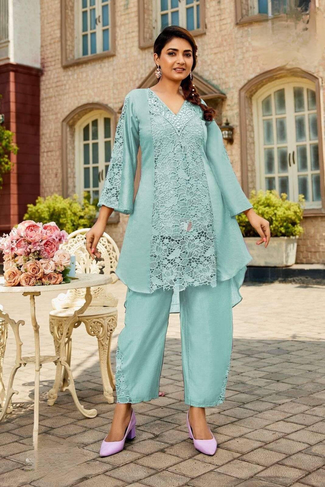 Misty Aqua Lace Co-ord Set