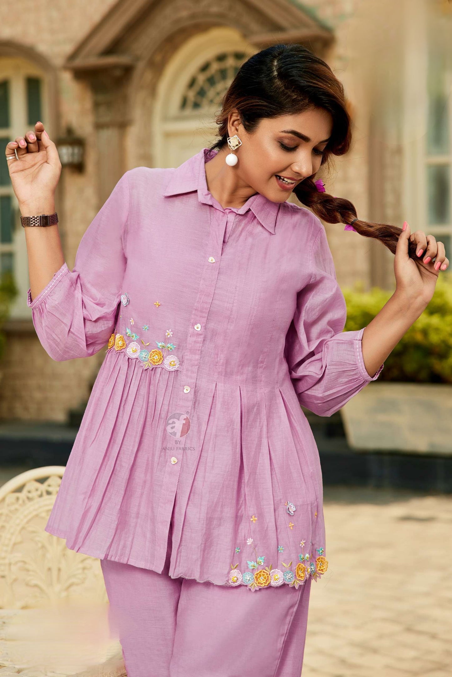 Lilac Bloom Embroidered Co-ord Set