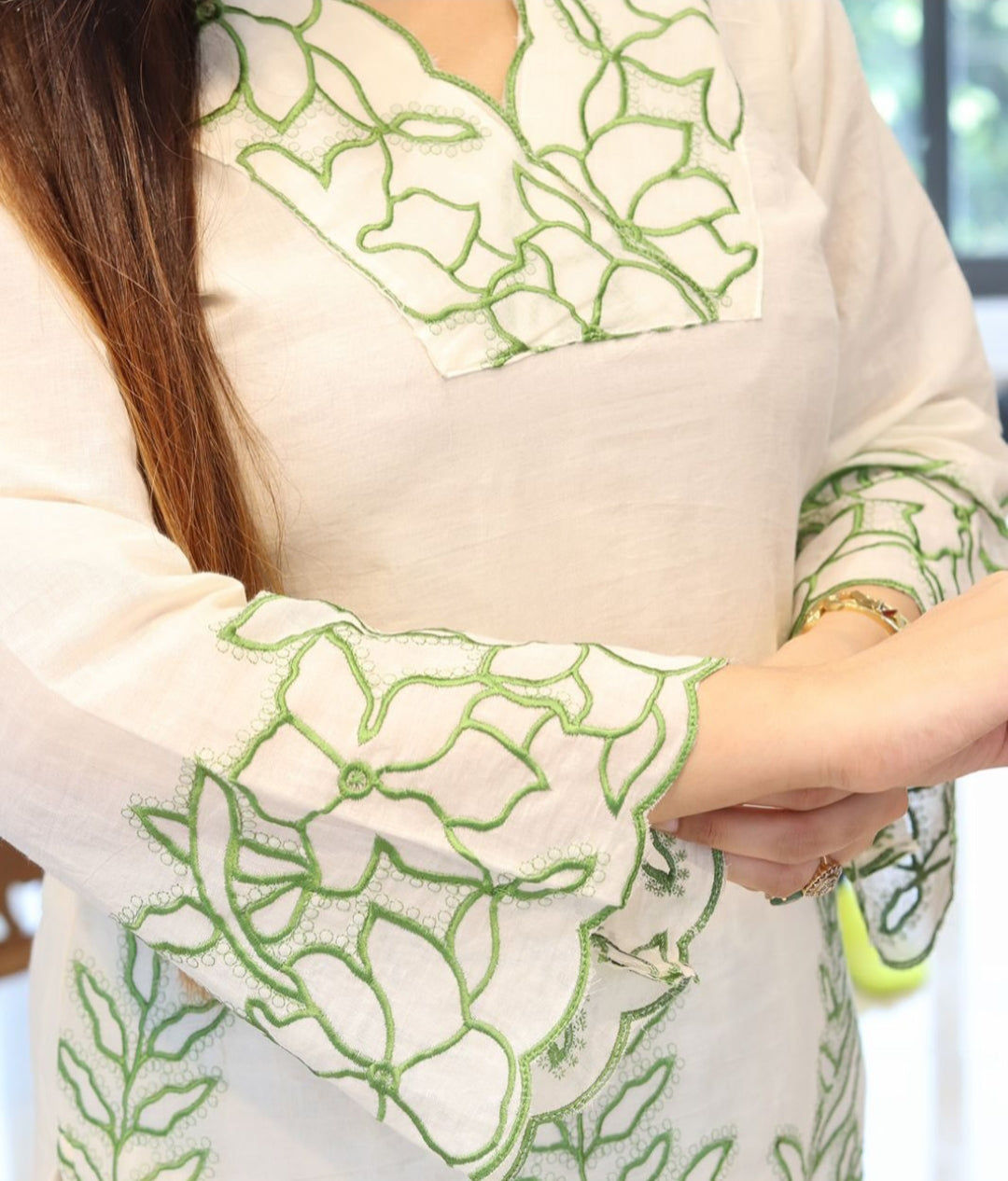 Green Garden Hand-Embroidered Co-ord Set