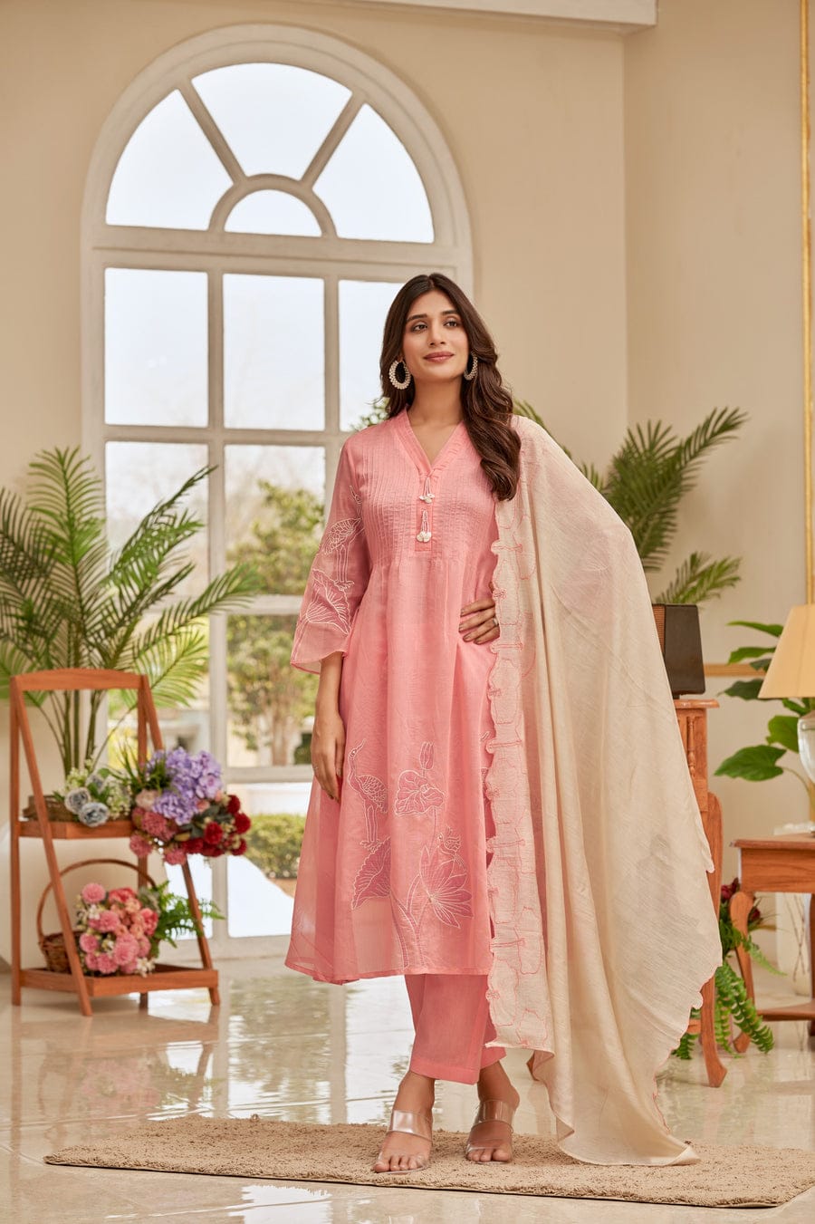Gulbagh Hand-Printed Mul Cotton Set with Dupatta