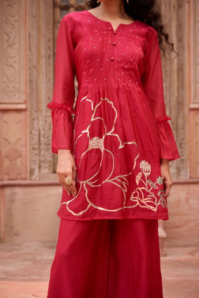 Gulnaar – Red Embroidered Co-ord Set with Dupatta