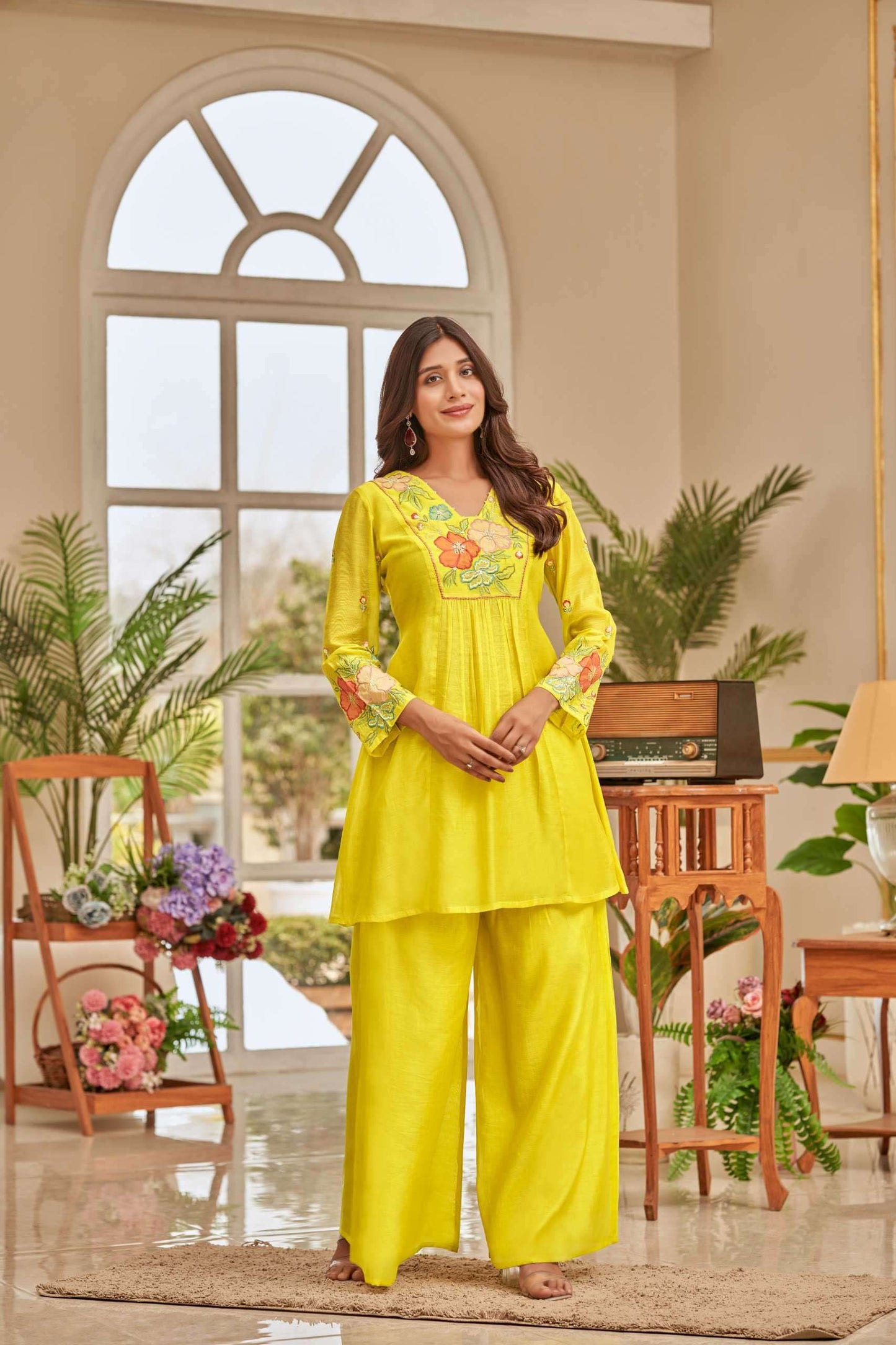 Sunlit Blossom Mul Chanderi Co-ord Set