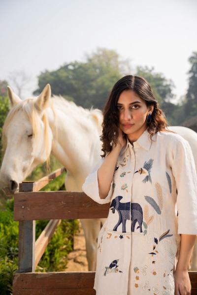 Ivory Safari Embroidered Co-ord Set
