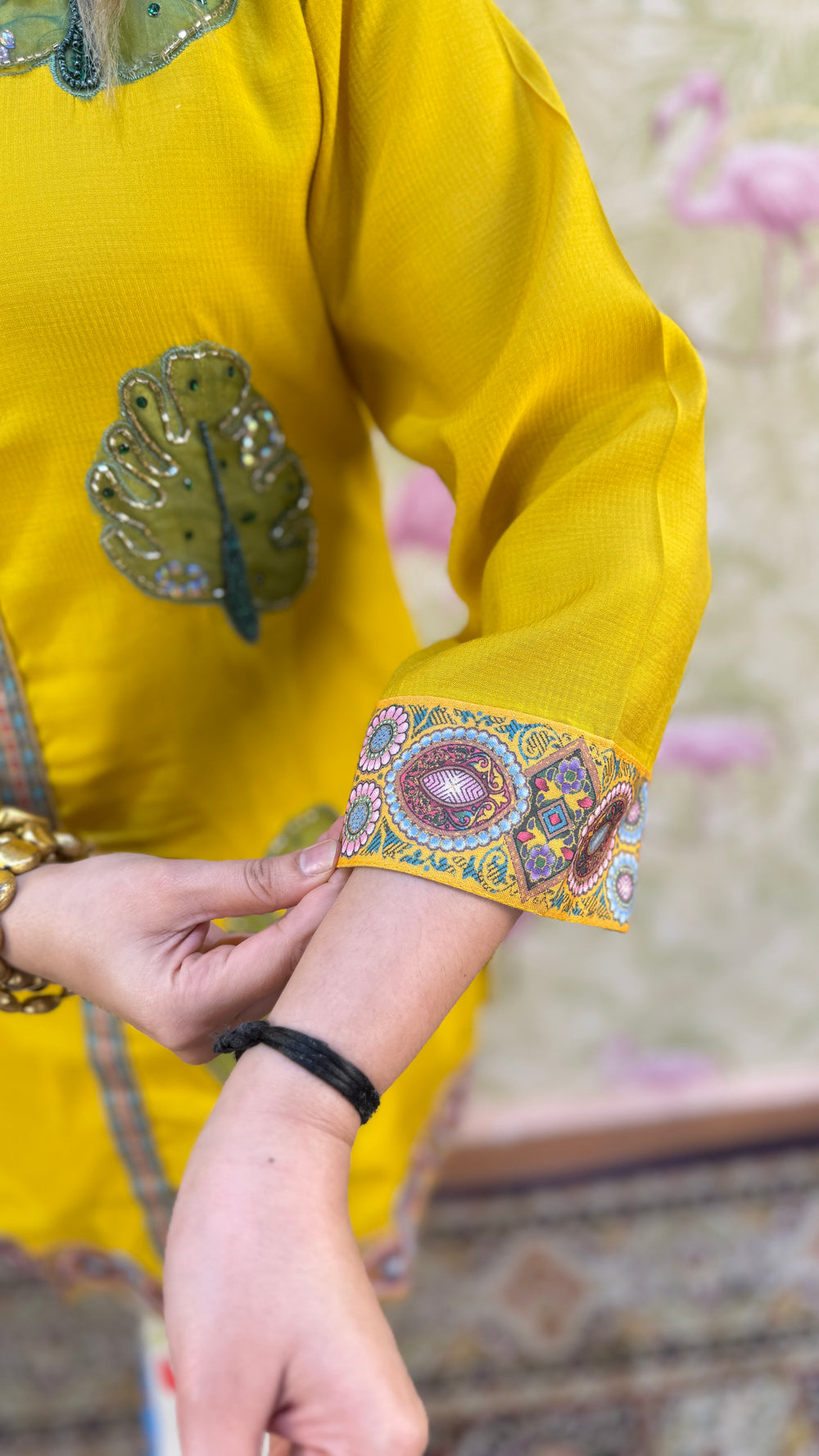Mustard Leaf Embroidered Coord Set
