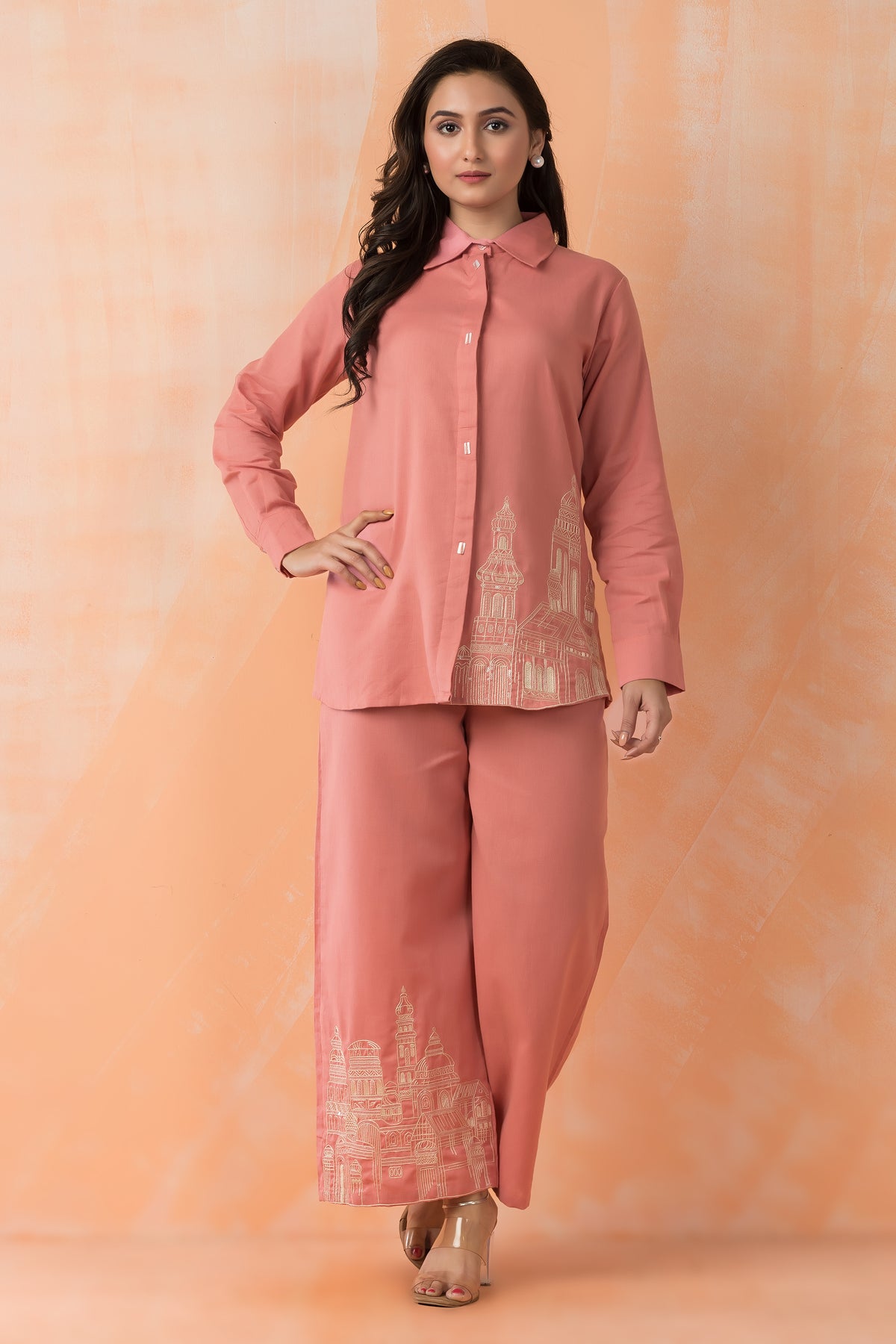 Terracotta Skyline Embroidered Co-ord Set