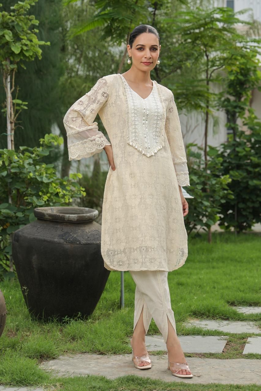 Ivory Grace Embroidered Kurta Set