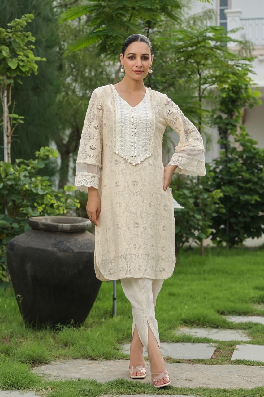 Ivory Grace Embroidered Kurta Set