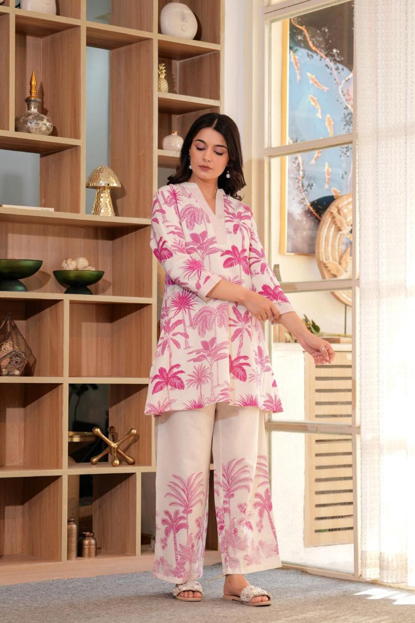 Coastal Palm Embroidered Co-ord Set