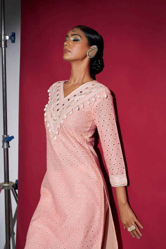 Blush Pink Eyelet Cotton Coord Set