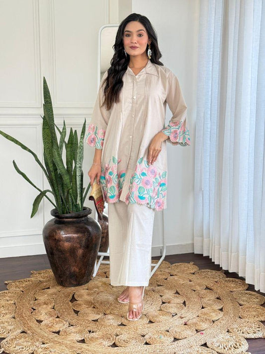 Ivory Bloom Embroidered Co-ord Set