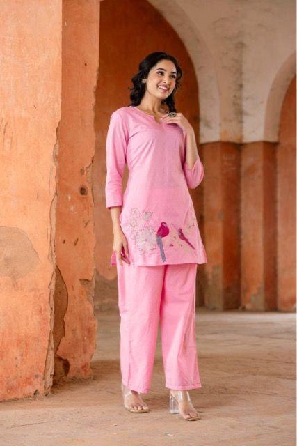 Pink Melody Embroidered Co-ord Set