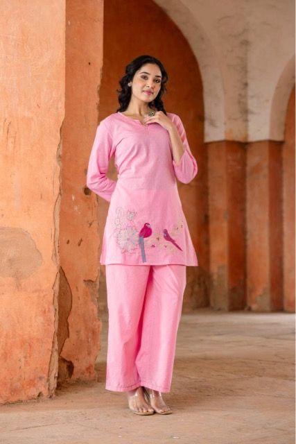 Pink Melody Embroidered Co-ord Set