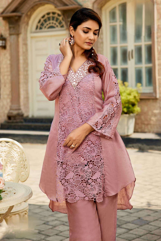 Blush Mirage Mirror Work Co-ord Set