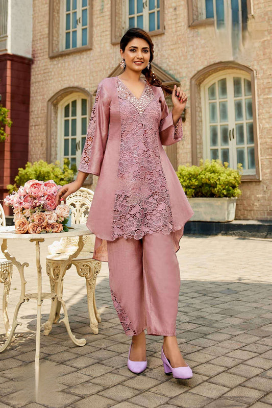 Blush Mirage Mirror Work Co-ord Set