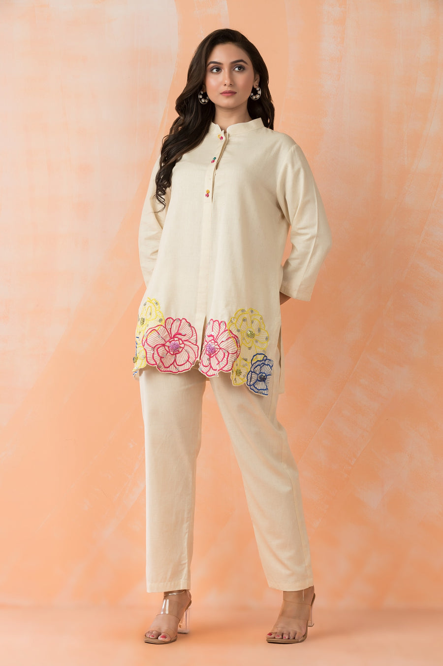 Cream Meadow Embroidered Co-ord Set