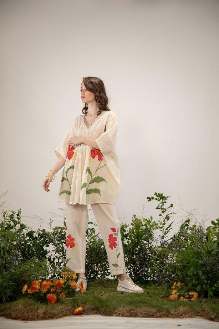Hand-Painted Floral Kaftaan Cords Set