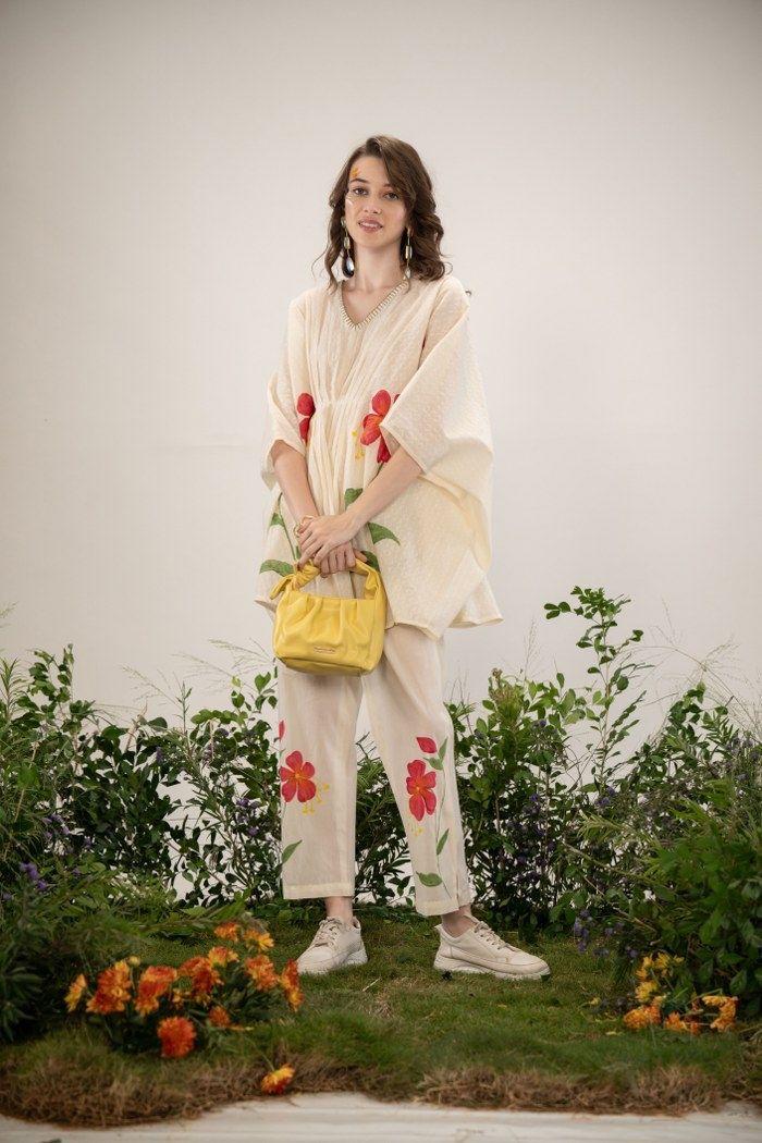 Hand-Painted Floral Kaftaan Cords Set