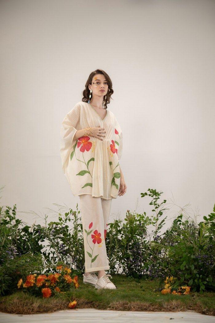Hand-Painted Floral Kaftaan Cords Set