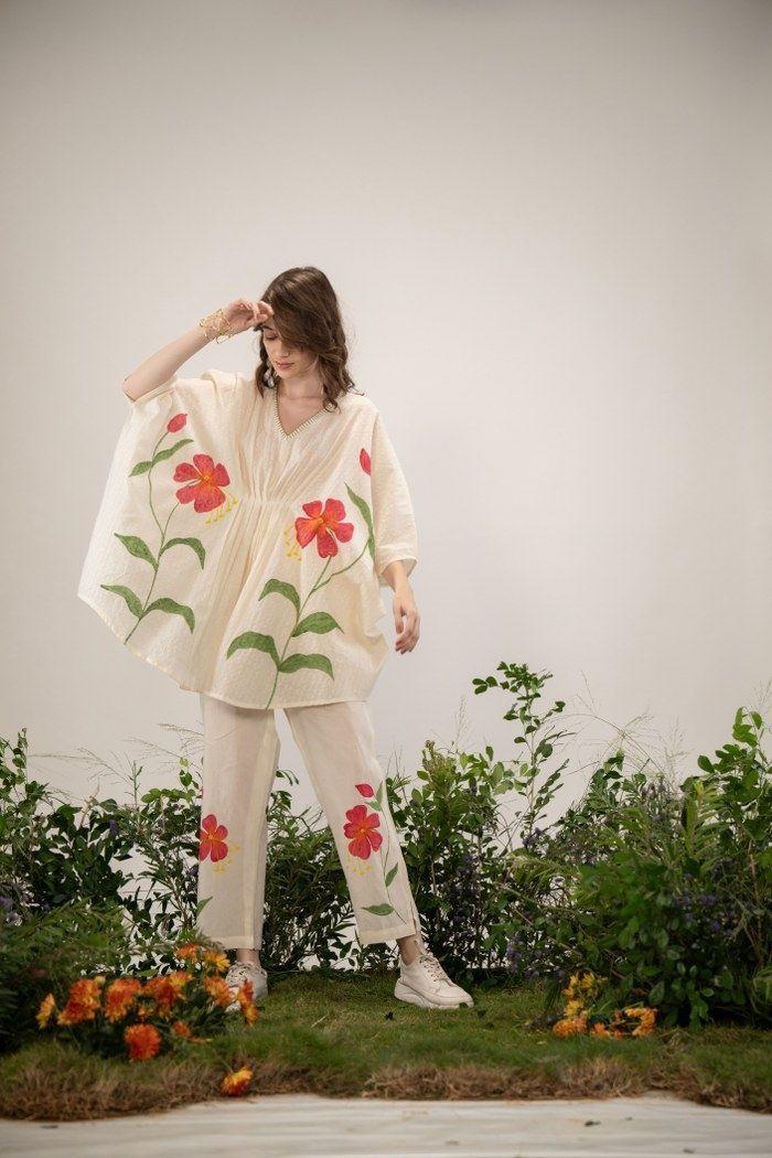 Hand-Painted Floral Kaftaan Cords Set