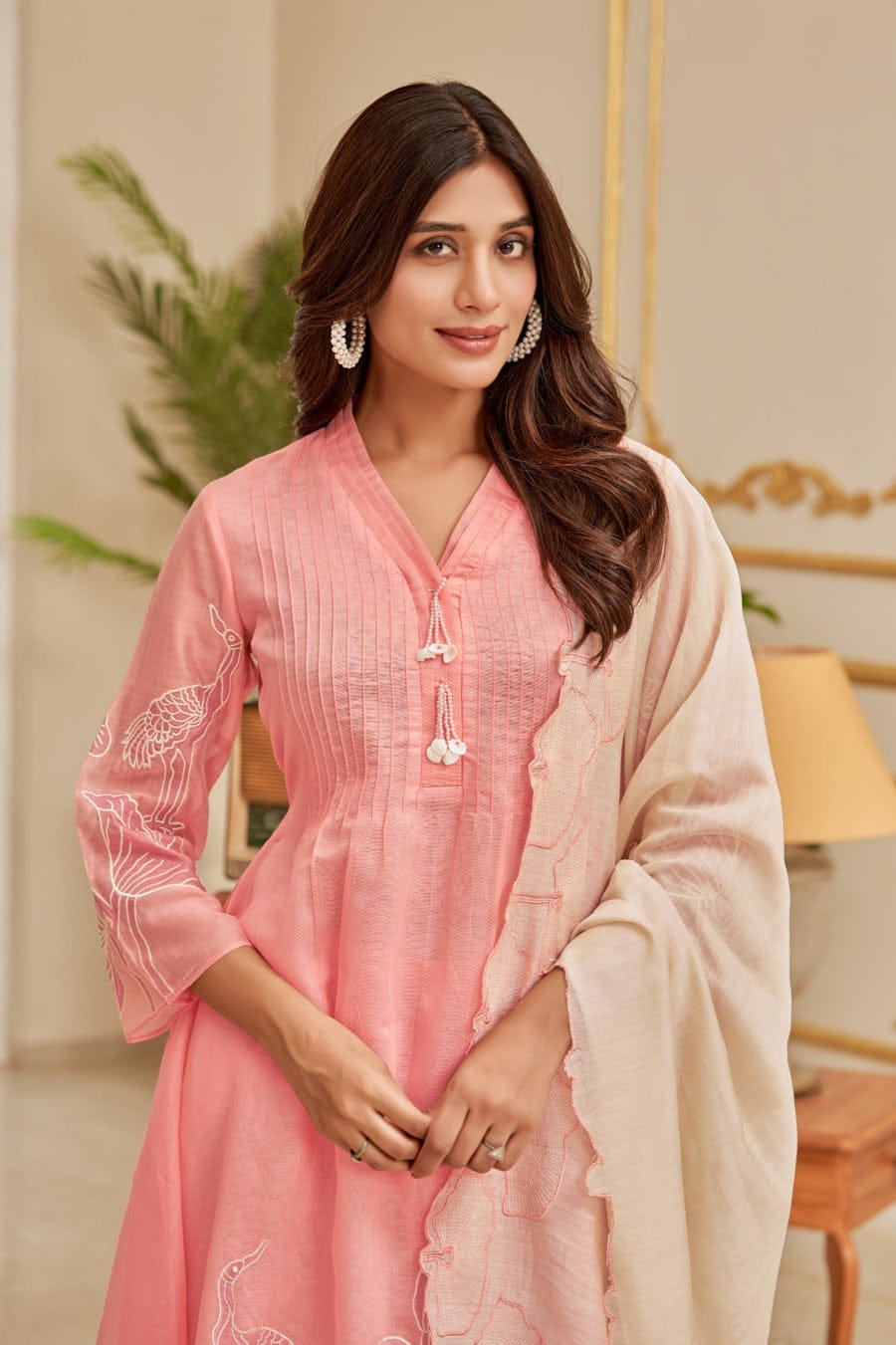 Gulbagh Hand-Printed Mul Cotton Set with Dupatta