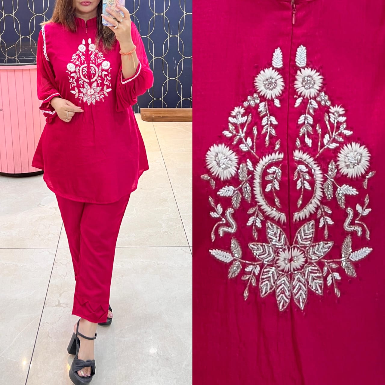 Ruby Charm Embroidered Co-ord Set