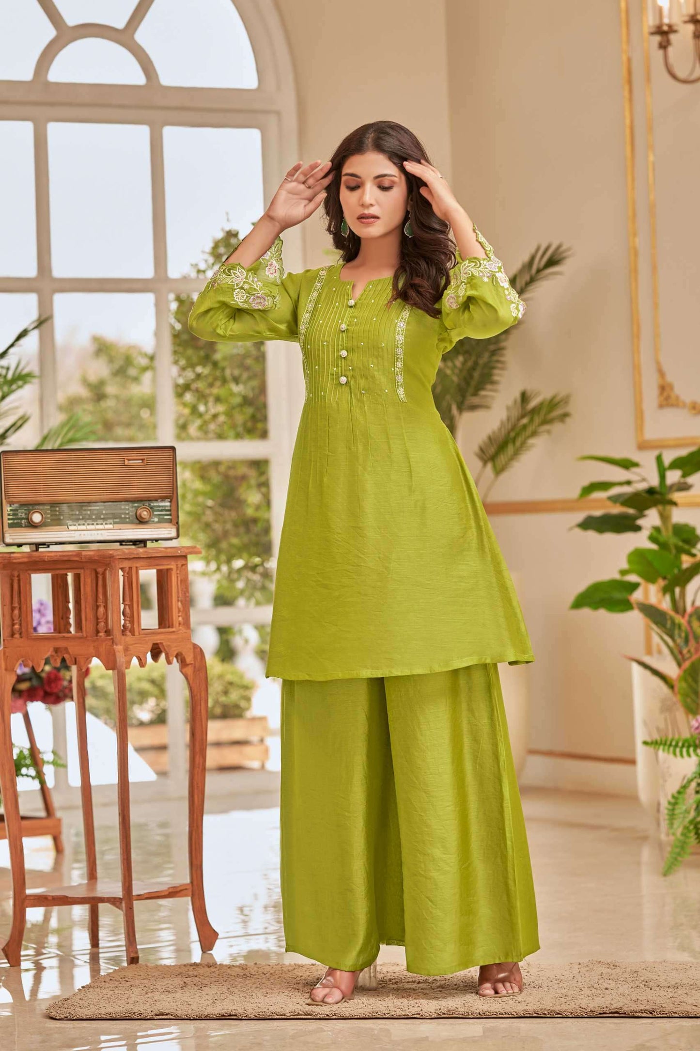 Sunlit Blossom Mul Chanderi Co-ord Set